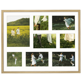 Foto Galeria 40x50 cm kolor dębowy Ramka na 7 zdjęć 10x10 cm 10x15 cm 15x21 cm z Passe Partout