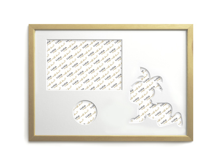 Ramka na zdjęcia do pokoju dziecięcego 21x30 cm jasne drewno z białym passe partout