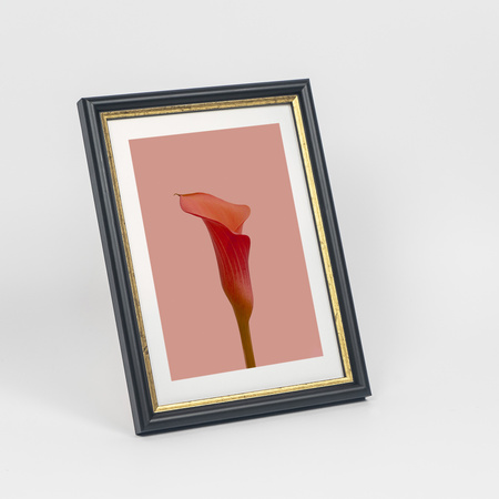 Czarna ramka drewniana ze złotym paskiem DRI CL 2 15x21 cm