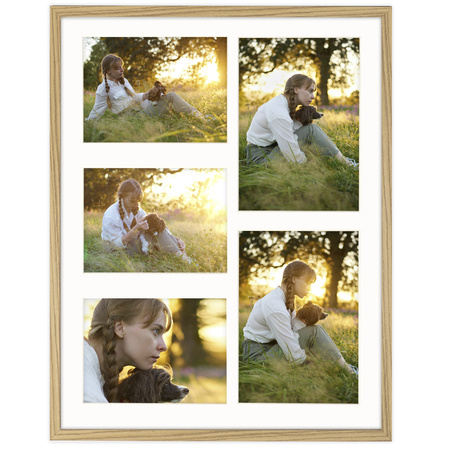 Foto Galeria 40x50 cm kolor dębowy Ramka na 5 zdjęć 13x18 cm 15x21 cm z Passe Partout