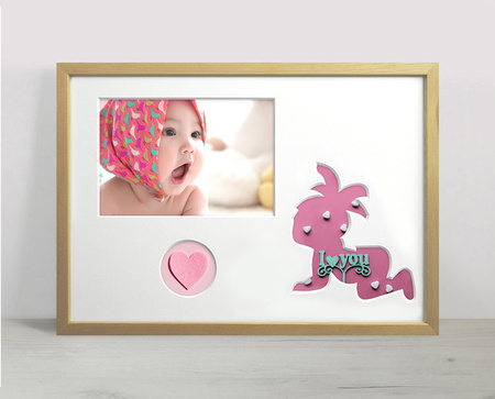 Ramka na zdjęcia do pokoju dziecięcego 21x30 cm jasne drewno z białym passe partout