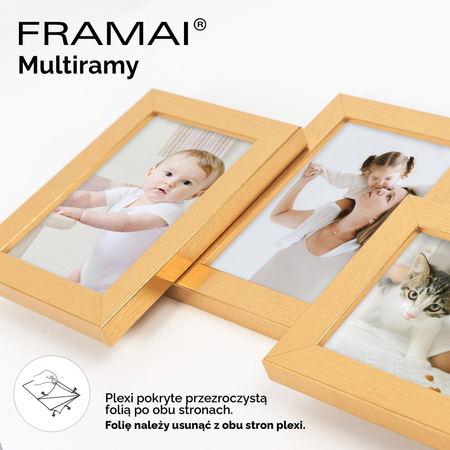 Multirama MULTI HEN 2 ramka na zdjęcia. Złota multirama na cztery zdjęcia