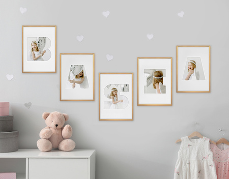 Ramka na zdjęcia LITERKA "Y" 21x30 cm jasne drewno z białym passe partout