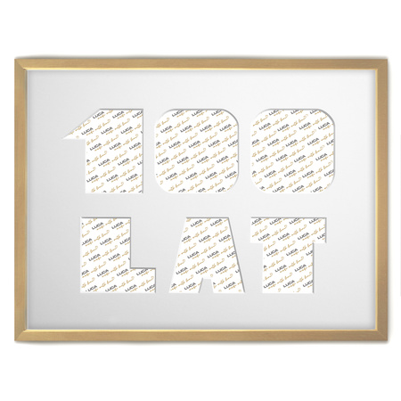 Ramka na URODZINY 30x40 cm w kolorze naturalnego drewna z białym passe partout