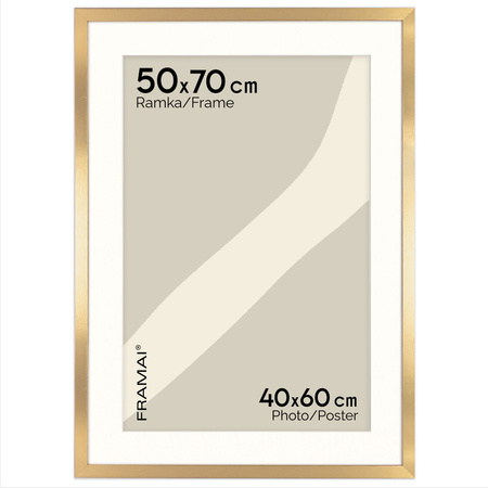 Złota ramka na zdjęcia HEN PASS Z 50x70 cm z passe partout (40x60 cm)