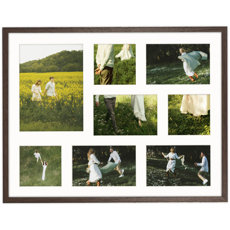 Foto Galeria 40x50 cm brązowa Ramka na 7 zdjęć 10x10 cm 10x15 cm 15x21 cm z Passe Partout