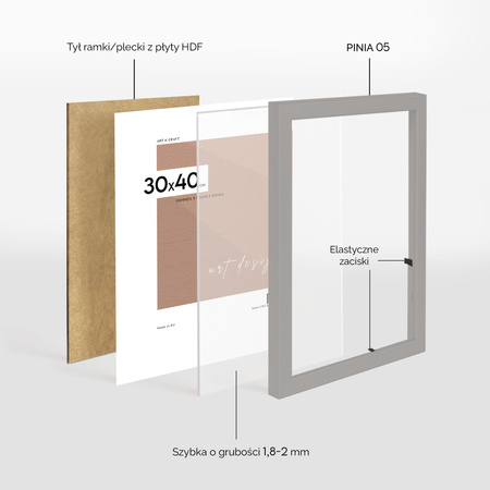 Szara ramka drewniana na zdjęcia PINIA 05 30x40 cm
