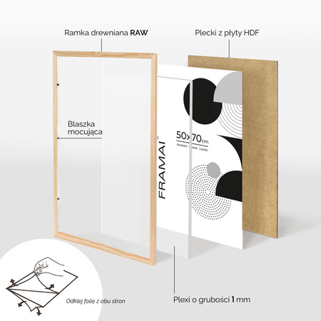 Pakiet 2 szt. ramek z drewna surowego RAW 50x70 cm