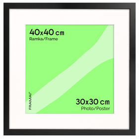 Czarna ramka na zdjęcia HEN PASS 2 40x40 cm z passe partout 40x40 (30x30)
