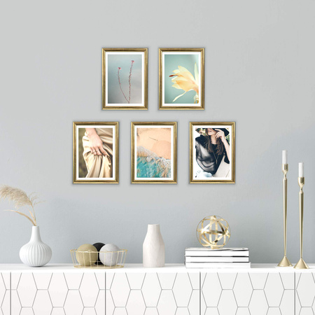 Pakiet 5 szt. złotych ramek na zdjęcia HIT 1Z 10x15 cm