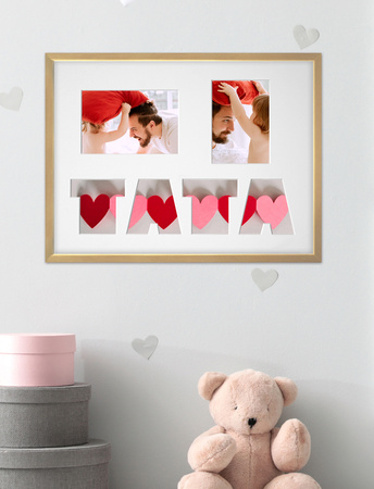 Ramka TATA 30x40 cm w kolorze jasnego drewna z białym passe partout