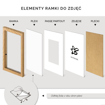 Brązowa ramka na zdjęcia HEN PASS 01 40x40 cm z passe partout (30x30)