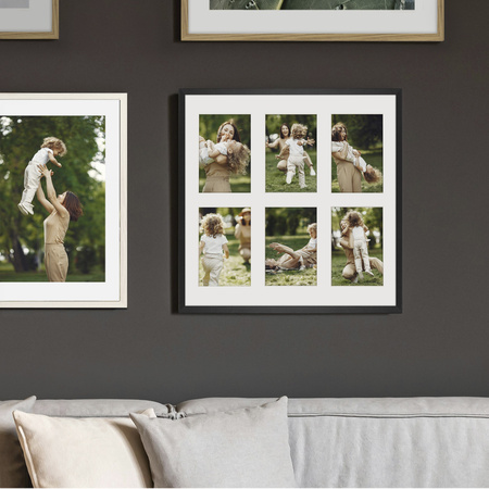 Foto Galeria 40x40 cm kolor czarny Ramka na 6 zdjęć 10x15 cm z Passe Partout