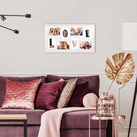 Duża ramka na wiele zdjęć biała 33x60 cm - 8 zdjęć