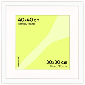 Biała ramka na zdjęcia HEN PASS 1 40x40 cm z passe partout (30x30)