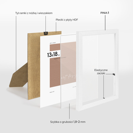 Biała ramka drewniana PINIA 1 13x18 cm