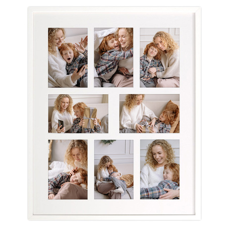 Duża ramka na wiele zdjęć biała 40x50 cm A - 8 zdjęć
