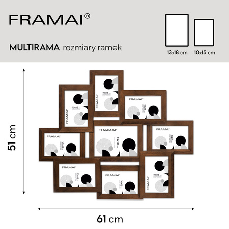 Multirama MULTI HEN 4 ramka na zdjęcia na 9 zdjęć - brązowa