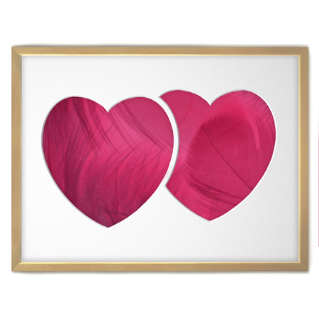 Ramka DWA SERCA 30x40 cm w kolorze jasnego drewna z białym passe partout