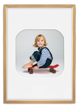 Ramka na zdjęcia CYFERKA "0" 21x30 cm naturalne drewno z białym passe partout