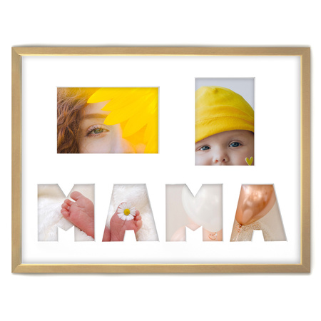 Ramka MAMA 30x40 cm w kolorze jasnego drewna z białym passe partout