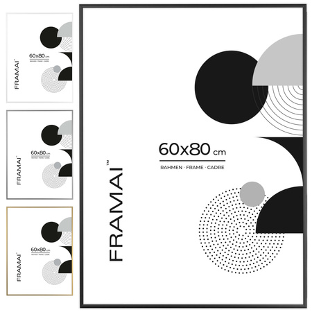 Czarna ramka aluminiowa QAL 60x80 cm