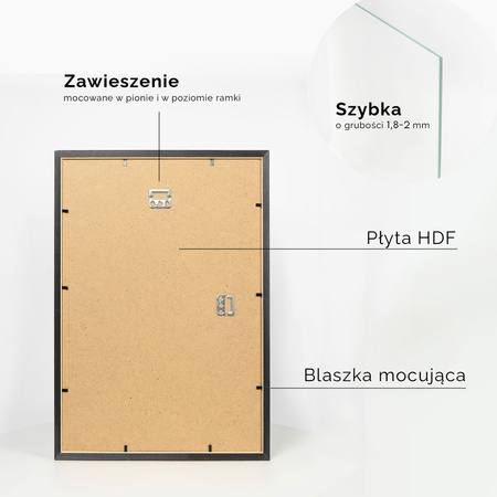 Brązowa ramka drewniana ze złotym paskiem DRI CL 4 30x45 cm