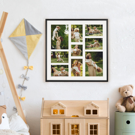 Foto Galeria 50x50 cm czarna Ramka na 9 zdjęć 10x15 cm 15x21 cm 10x10 cm z Passe Partout