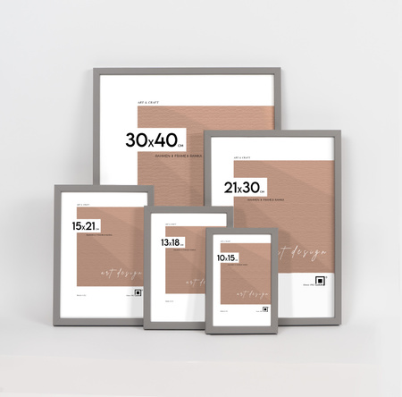 Pakiet 5 szt. szarych ramek drewnianych na zdjęcia PINIA 05 30x40 cm