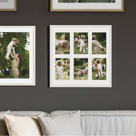Foto Galeria 40x40 cm kolor biały Ramka na 6 zdjęć 10x15 cm z Passe Partout