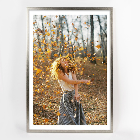 Ramka na zdjęcia drewniana UNO S Srebrna 40x60 cm