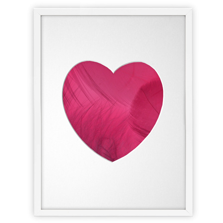Ramka SERCE 30x40 cm w kolorze białym z białym passe partout