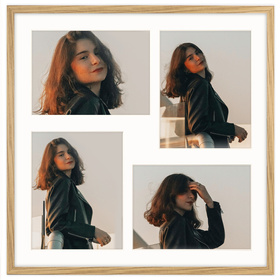 Foto Galeria 40x40 cm kolor dębowy Ramka na 4 zdjęcia 13x18 cm z Passe Partout