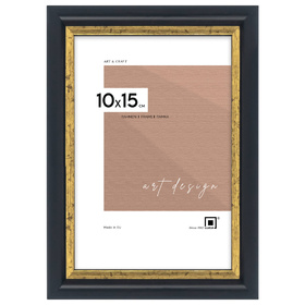 Czarna ramka drewniana ze złotym paskiem DRI CL 2 10x15 cm