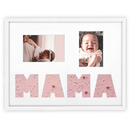 Ramka MAMA 30x40 cm w kolorze białym z białym passe partout