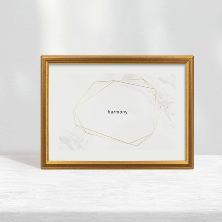 Złota ramka drewniana na zdjęcia DRWA FZ 15x21 cm