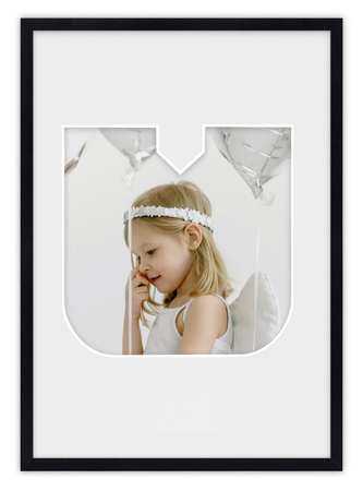 Ramka na zdjęcia LITERKA "U" 21x30 cm czarna z białym passe partout