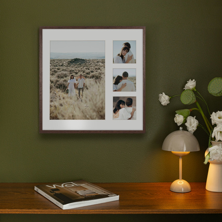 Foto Galeria 40x40 cm kolor brązowy Ramka na 4 zdjęcia 21x30 cm i 9x9 cm z Passe Partout