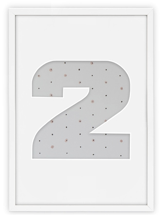 Ramka na zdjęcia CYFERKA "2" 21x30 cm biała z białym passe partout