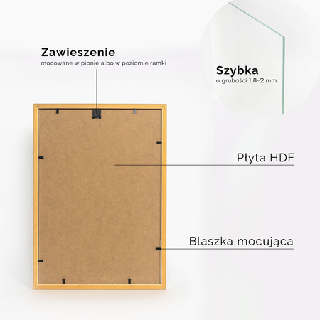 Złota ramka drewniana na zdjęcia EKO Z4 21x30 cm