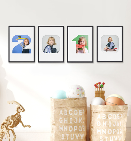 Ramka na zdjęcia CYFERKA "1" 21x30 cm czarna z białym passe partout