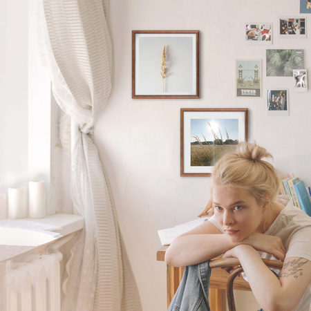 Brązowa ramka drewniana DRWA 4 25x25 cm