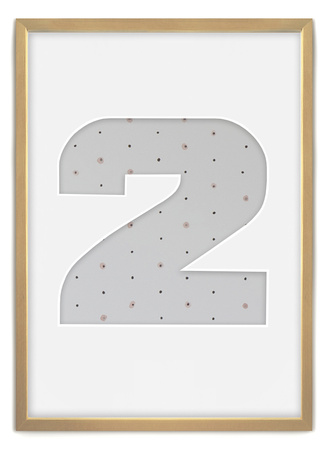 Ramka na zdjęcia CYFERKA "2" 21x30 cm naturalne drewno z białym passe partout