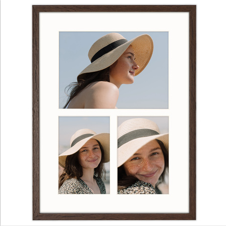Foto Galeria 30x40 cm kolor brązowy Ramka na 3 zdjęcia 10x15 cm 15x21 cm z Passe Partout