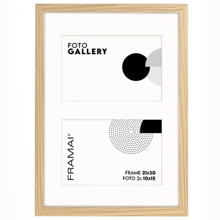 Foto Galeria 21x30 cm w kolorze dębowym Ramka na 2 zdjęcia 10x15 cm z Passe Partout