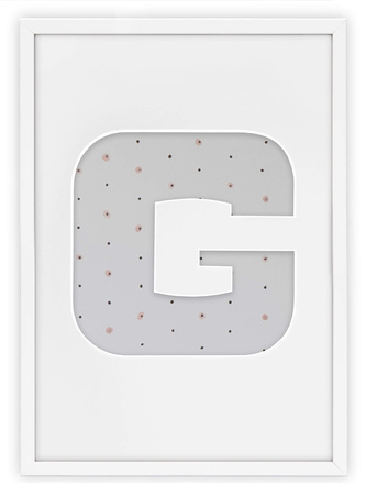 Ramka na zdjęcia LITERKA "G" biała. Ramka z passe partout o rozmiarze 21x30 cm