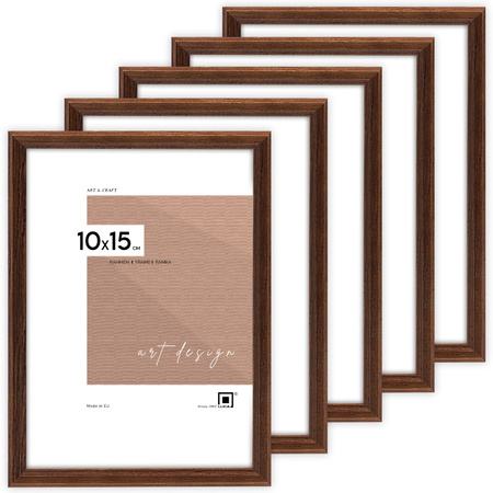 Pakiet 5 szt. brązowych ramek drewnianych na zdjęcia DRWA 4 10x15 cm