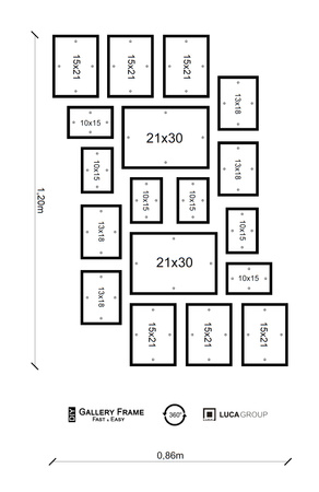 Nowoczesna Biała Galeria Ścienna na 18 Ramki z Plexi - MDF