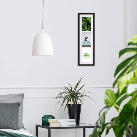 Ramka na 3 zdjęcia czarna 18x66 cm