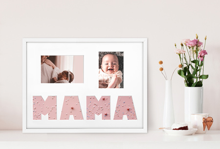 Ramka MAMA 30x40 cm w kolorze białym z białym passe partout